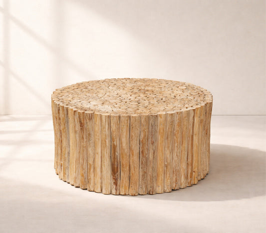 Mesa De Centro Belalai White Wash Ø80x40cm